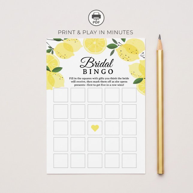 Convites Lemon Bridal Shower Bingo Game Printable (Criador carregado)