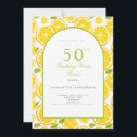 Convites Lemon Citrus 50th Birthday<br><div class="desc">Citro limão 50º convite de aniversário. Fácil de mudar o texto. design de aquarela bonito para o piquenique de festa de aniversário.</div>