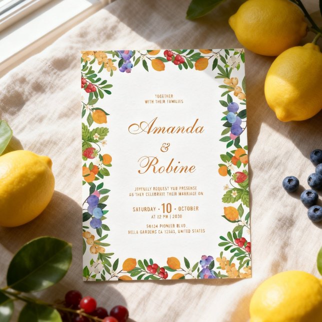 Convites Lemon Citrus Wedding Invitation (Criador carregado)