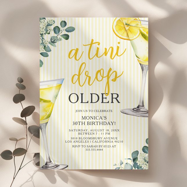 Convites Lemon Drop Martini Adult Birthday Party (Criador carregado)