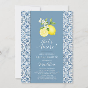 Convites Lemon, é um Chá de panela Azulejo azul