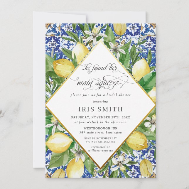 Convites Lemon Ela Encontrou Seu Chá de panela De Apertar P (Frente)