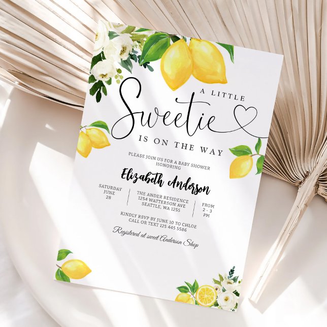 Convites Lemon Floral Baby Shower Invitation (Criador carregado)