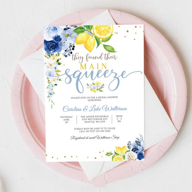 Convites Lemon Floral Bridal Shower Invitation (Criador carregado)