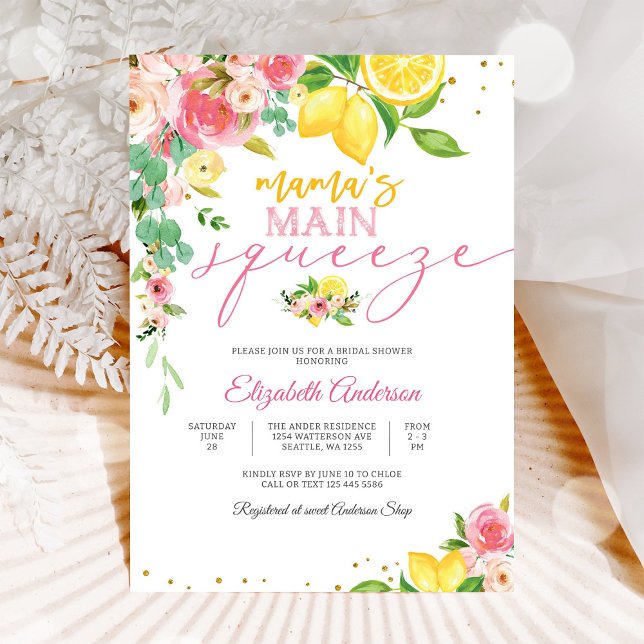 Convites Lemon Floral Bridal Shower Invitation (Criador carregado)