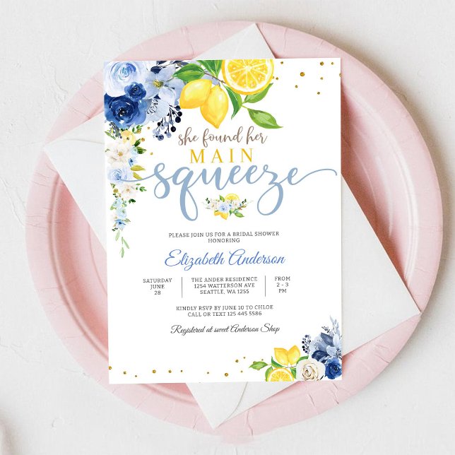 Convites Lemon Floral Bridal Shower Invitation (Criador carregado)