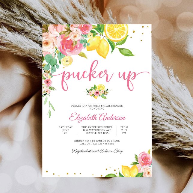 Convites Lemon Floral Bridal Shower Invitation (Criador carregado)