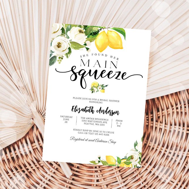 Convites Lemon Floral Bridal Shower Invitation (Criador carregado)