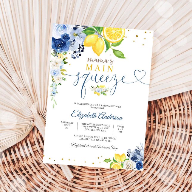Convites Lemon Floral Bridal Shower Invitation (Criador carregado)