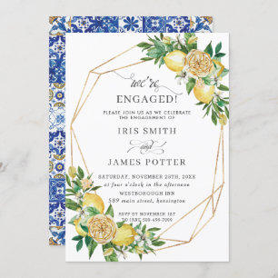 Convites Lemon Floral Geométrico Estamos no Noivado I