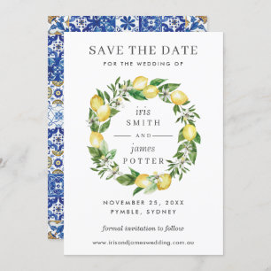 Convites Lemon Floral Greenery Weding the Date Card