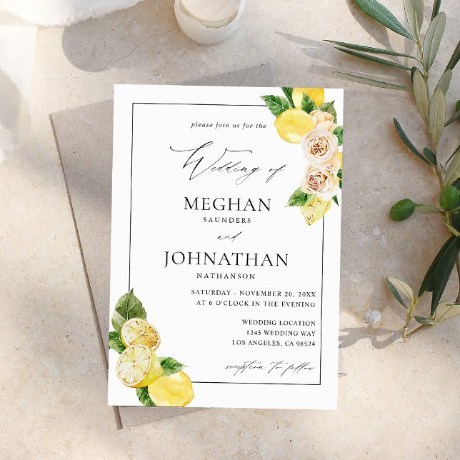 Convites Lemon Floral Wedding (Criador carregado)
