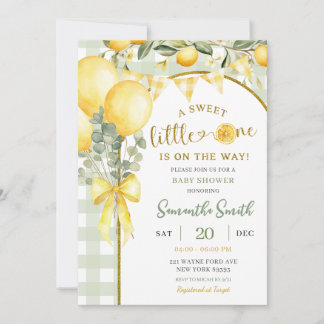 Convites Lemon Gingham baby shower invitation