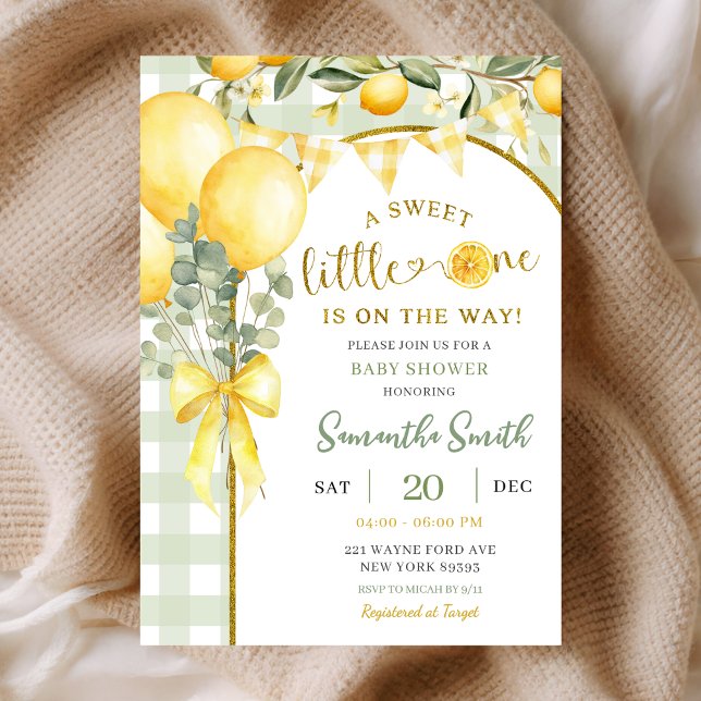 Convites Lemon Gingham baby shower invitation (Criador carregado)