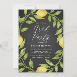 Convites Lemon Greenery Wreath Rustic Chalkboard Graduação