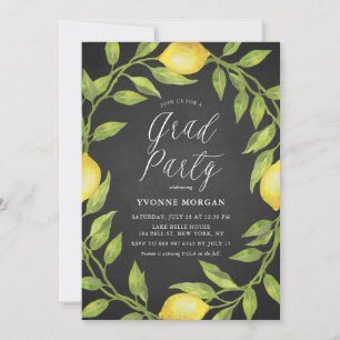 Convites Lemon Greenery Wreath Rustic Chalkboard Graduação