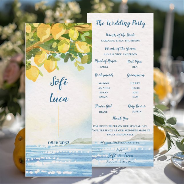 Convites Lemon Grove Coastal  Wedding Ceremony Program (Lemon Grove Coastal Wedding Ceremony Program)