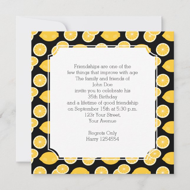 Convites Lemon Kawaii Festa de aniversário Citrus (Frente)
