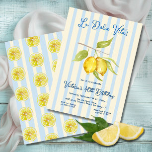 Convites Lemon La Dolce Vita Birthday Striped