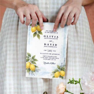 Convites Lemon Lavender Mediterranean Wedding Invitation