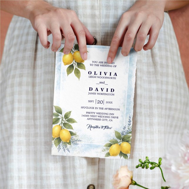 Convites Lemon Lavender Mediterranean Wedding Invitation (Criador carregado)