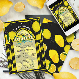 Convites Lemon Main Squeeze Arco Elegante Preto e Amarelo