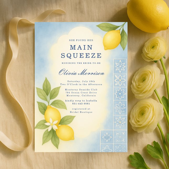 Convites Lemon Mediterranean Main Squeeze Bridal Shower (Criador carregado)