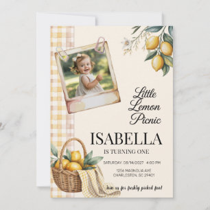 Convites Lemon Picnic Quadro Retro Fotografia Xadrez Aniver