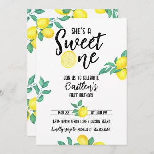 Convites Lemon Sweet One First Birthday Invite