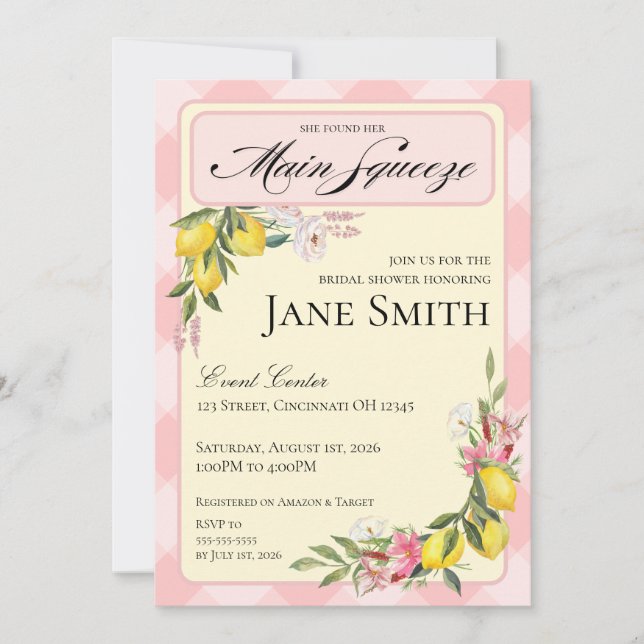 Convites Lemon Themed Bridal Shower Invitation (Frente)