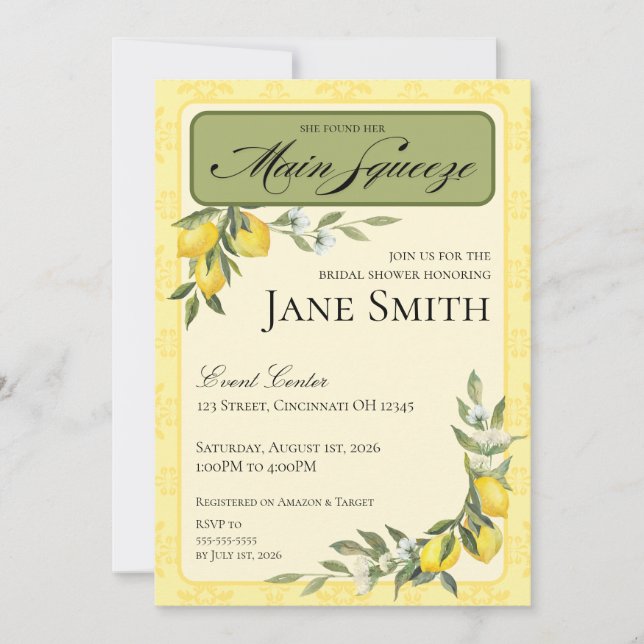 Convites Lemon Themed Bridal Shower Invitation (Frente)