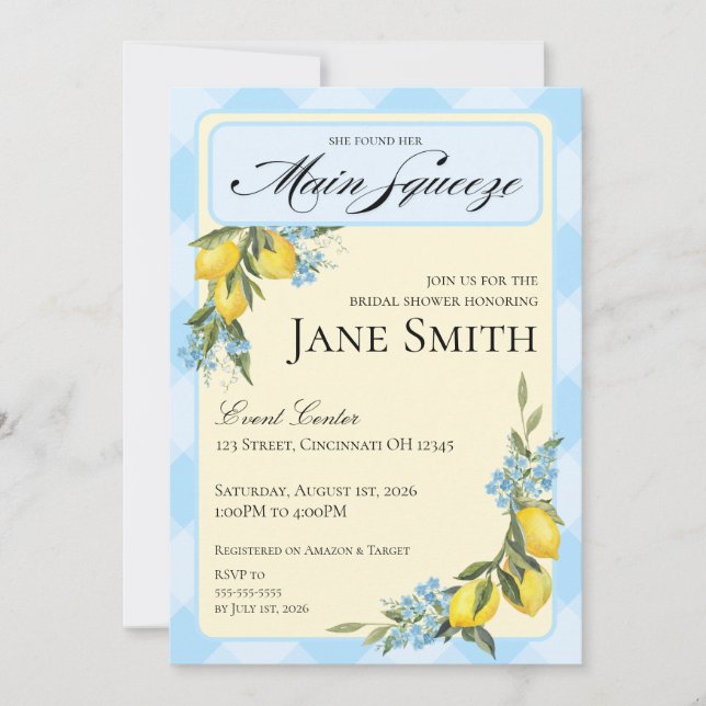 Convites Lemon Themed Bridal Shower Invitation (Frente)