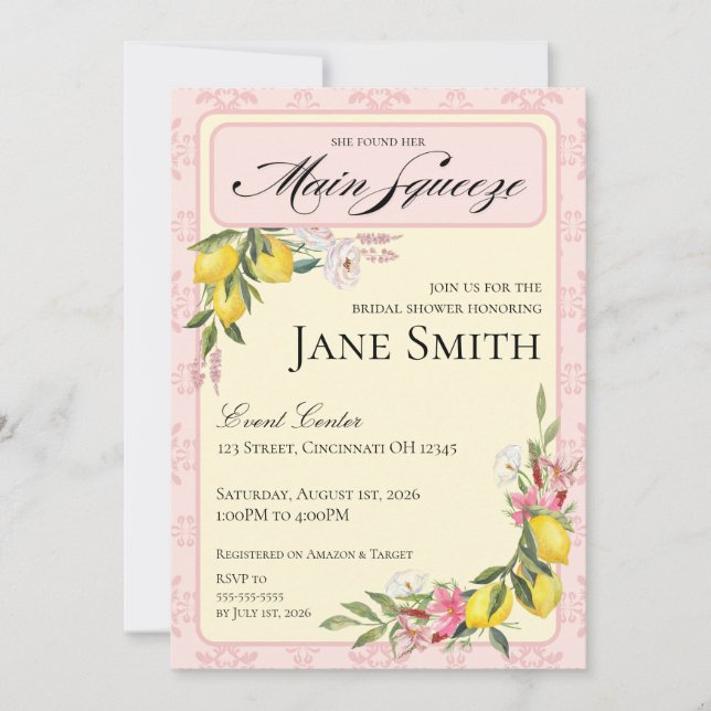 Convites Lemon Themed Bridal Shower Invitation (Frente)