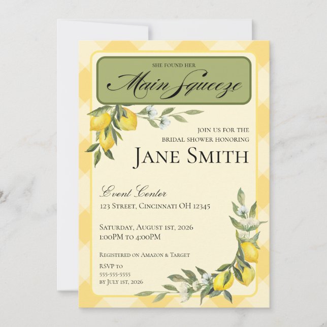 Convites Lemon Themed Bridal Shower Invitation (Frente)