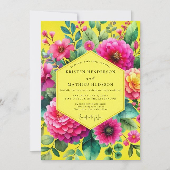 Convites Lemon Vibrant Botanical Wedding (Frente)