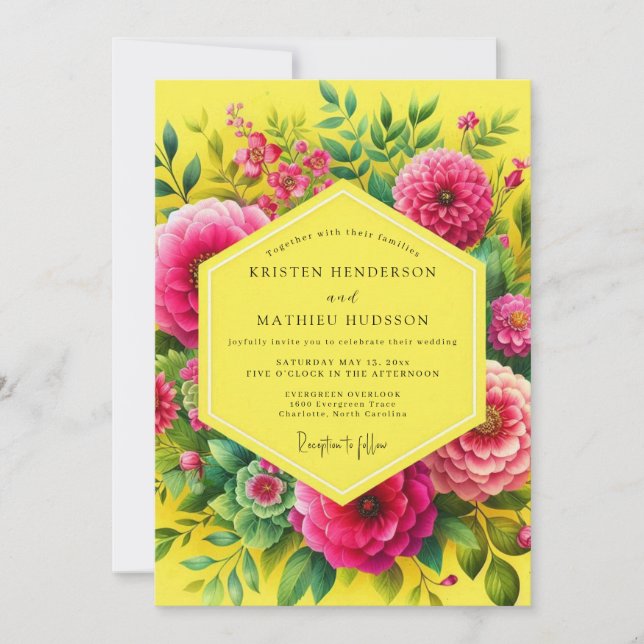 Convites Lemon Vibrant Flora Wedding (Frente)