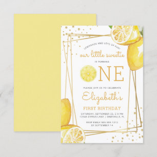 Convites Lemon Watercolor primeiro aniversario Party