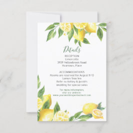 Convites Lemon Watercolor Wedding Inserir Recepção