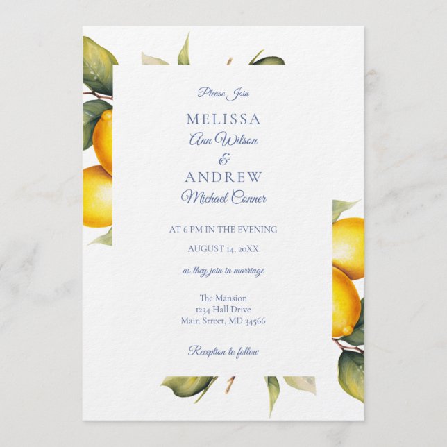 Convites Lemon Wedding Invitation Suite (Frente)