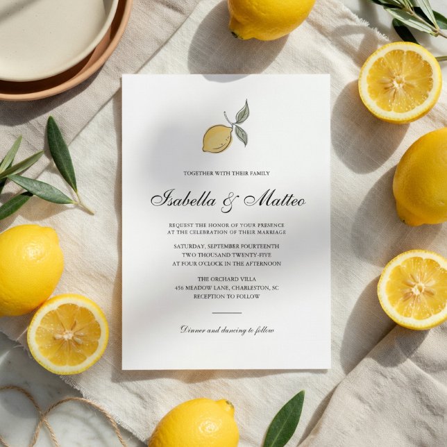 Convites Lemon Wedding Invitation with QR Code | Amalfi  (Criador carregado)