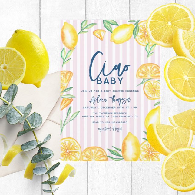 Convites Lemon Yellow Citrus Retro Modern Baby Shower (Criador carregado)