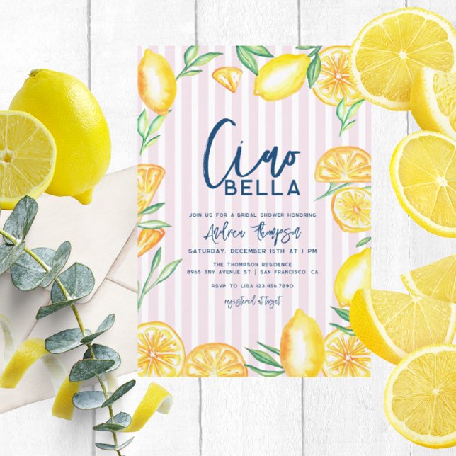 Convites Lemon Yellow Citrus Retro Modern Bridal Shower (Criador carregado)