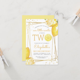 Convites Lemonade Citrus Watercolor segundo aniversário