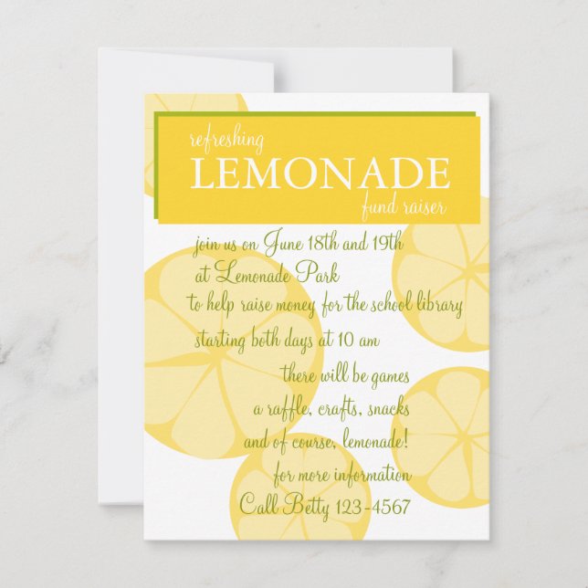 Convites Lemonade Stand (Frente)