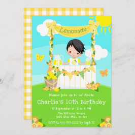 Convites Lemonade Stand Birthday Black Hair Boy