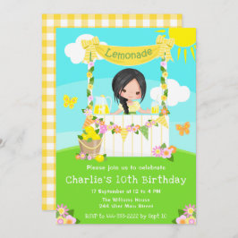 Convites Lemonade Stand Birthday Black Hair Girl