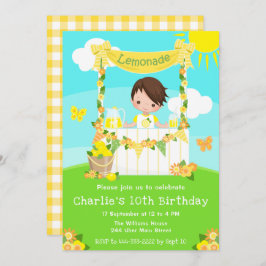 Convites Lemonade Stand Birthday Brown Hair Boy