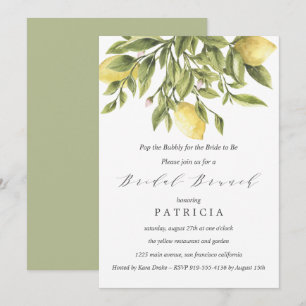 Convites Lemons de Verão e Bridal de Casamento de Folhagem 