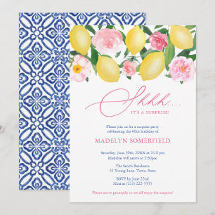 Convites Lemons Floral Shhh! Festa de aniversário de Lady 
