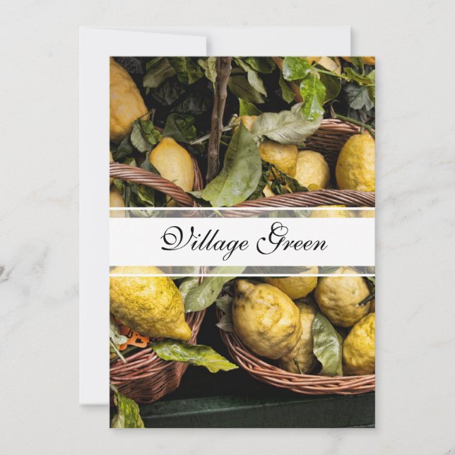 Convites Lemons italianos legantes numa cesta (Frente)